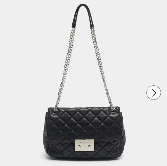 Michael Kors Sloan Quilted Leather Shoulder Bag Silver Hardware - Picture 1 of 16